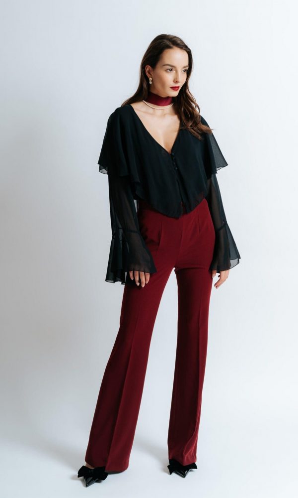 Crna lepršava bluza